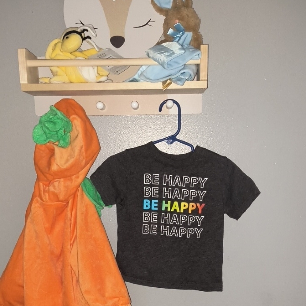 Garanimals Charcoal Tee with Multicolor 'Be Happy' Print